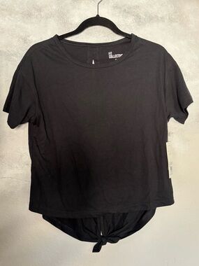 Fit Collective Tie Back Active Casual Short Sleeve Shirt Black M Classic Sporty